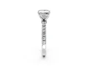 Open Basket Engagement Ring Setting for Princess Cut Center with Pave Band and Prong Head in Sterling Silver