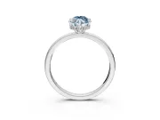 Hidden Halo Engagement Ring Setting for Fancy Blue Marquise Center with Plain Band and Tall Prong Head in Sterling Silver