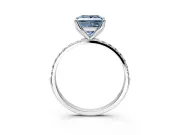 Solitaire Engagement Ring Setting for Fancy Blue Princess Cut Center with Fine Pave Accents and Prong Head in Sterling Silver