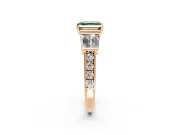 Channel-Set Engagement Ring Setting for Fancy Green Asscher Cut Center with Baguette Band and Prong Head in Rose Gold