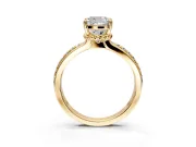 Solitaire Engagement Ring Setting for Cushion Cut Center with Raised Channel Band and Prong Head in Yellow Gold