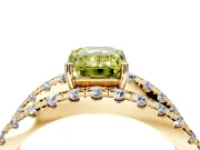 Solitaire Engagement Ring Setting for Fancy Yellow Emerald Cut Center with Wide-Open Split Shank and Prong Head in Yellow Gold