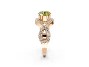 Halo Engagement Ring Setting for Fancy Yellow Round Cut Center with Pave Infinity Twist Band and Prong Head in Rose Gold