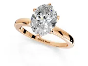Solitaire Engagement Ring Setting for Oval Center with Plain Band and Tulip Prong Head in Rose Gold