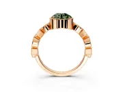 Milgrain Bezel Engagement Ring Setting for Fancy Green Round Cut Center with Marquise Stations and Bezel Head in Rose Gold