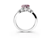 Solitaire Engagement Ring Setting for Fancy Pink Heart-Shaped Center with Marquise Flower Shoulders and Prong Head in Platinum