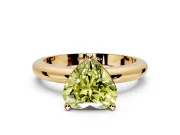 Solitaire Engagement Ring Setting for Fancy Yellow Heart-Shaped Center with Wire Band and Prong Head in Yellow Gold