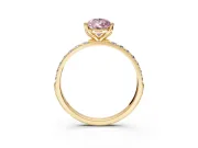 Solitaire Engagement Ring Setting for Fancy Pink Pear-Shaped Center with Fine Pave Accents and Prong Head in Yellow Gold
