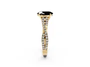 Solitaire Engagement Ring Setting for Fancy Black Oval Center with Twisted Pave Split Shank and Prong Head in Yellow Gold