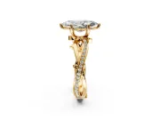 Solitaire Engagement Ring Setting for Marquise Center with Pave and Plain Crossover Band and Prong Head in Yellow Gold