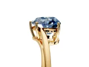 Solitaire Engagement Ring Setting for Fancy Blue Heart-Shaped Center with Plain Bypass Twist Band and Prong Head in Yellow Gold