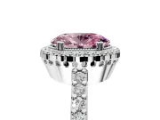 Halo Engagement Ring Setting for Fancy Pink Oval Center with Inner Milgrain Border and Prong Head in Sterling Silver