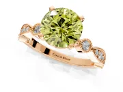Solitaire Engagement Ring Setting for Fancy Yellow Round Cut Center with Milgrain Bezel Accents and Prong Head in Rose Gold
