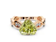 Solitaire Engagement Ring Setting for Fancy Yellow Heart-Shaped Center with Accented Twist Band and Leaf Prong Head in Rose Gold