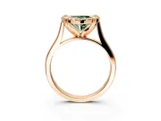 Single Halo Engagement Ring Setting for Fancy Green Heart-Shaped Center with Corner Claws, Plain Band and Prong Head in Rose Gold