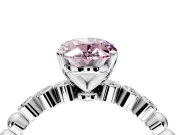 Solitaire Engagement Ring Setting for Fancy Pink Oval Center with Bezel-Dot Beaded Band and Prong Head in Platinum