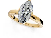 Solitaire Engagement Ring Setting for Marquise Center with Plain Band and Flat Tab Prong Head in Yellow Gold