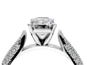Solitaire Engagement Ring Setting for Emerald Cut Center with Multi-Row Accents and Prong Head in Sterling Silver
