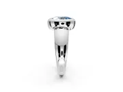 Solitaire Engagement Ring Setting for Fancy Blue Oval Center with Wide Band and Bezel Head in Sterling Silver