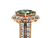 Large Accent Halo Engagement Ring Setting for Fancy Green Princess Cut Center with Pave Split Shank and Prong Head in Rose Gold