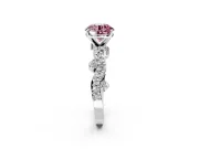 Solitaire Engagement Ring Setting for Fancy Pink Round Cut Center with Bar-Station Pave Twist and Prong Head in Platinum