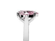 Solitaire Engagement Ring Setting for Fancy Pink Pear-Shaped Center with Tapered Shoulders and Prong Head in Sterling Silver