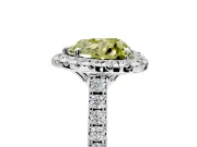 Halo Engagement Ring Setting for Fancy Yellow Heart-Shaped Center with Raised Halo, Pave Band and Prong Head in Sterling Silver