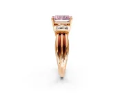 Solitaire Engagement Ring Setting for Fancy Pink Radiant Cut Center with Grooved Bar Accent Band and Prong Head in Rose Gold