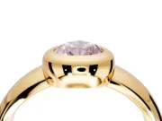 Solitaire Engagement Ring Setting for Fancy Pink Pear-Shaped Center with Wide Band and Bezel Head in Yellow Gold
