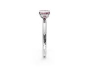 Low-Set Solitaire Engagement Ring Setting for Fancy Pink Princess Cut Center with Thin Plain Band and Prong Head in Sterling Silver