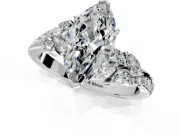 Solitaire Engagement Ring Setting for Marquise Center with Marquise Accent Twist Band and Prong Head in Sterling Silver