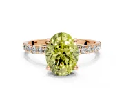 Solitaire Engagement Ring Setting for Fancy Yellow Oval Center with Pave Accents and Prong Head in Rose Gold
