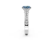 Solitaire Engagement Ring Setting for Fancy Blue Radiant Cut Center with Channel Band and Double Claw Prong Head in Platinum
