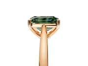 Solitaire Engagement Ring Setting for Fancy Green Emerald Cut Center with Narrow Cathedral Band and Prong Head in Rose Gold