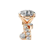 Solitaire Engagement Ring Setting for Round Cut Center with Bar-Station Pave Twist and Prong Head in Rose Gold