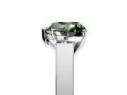 Solitaire Engagement Ring Setting for Fancy Green Heart-Shaped Center with Tapered Split Shoulders and Prong Head in Platinum