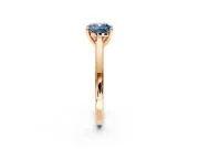 Solitaire Engagement Ring Setting for Fancy Blue Cushion Cut Center with Flat-Sided Plain Band and Prong Head in Rose Gold
