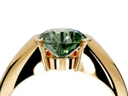 Tension Engagement Ring Setting for Fancy Green Round Cut Center with Wide Tapered Band and Tension Head in Yellow Gold