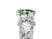 Solitaire Engagement Ring Setting for Fancy Green Pear-Shaped Center with Filigree Accent Basket and Prong Head in White Gold