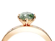 Solitaire Engagement Ring Setting for Fancy Green Marquise Center with Channel Baguette Band and Prong Head in Rose Gold