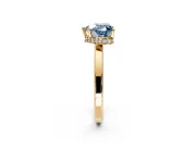 Hidden Halo Engagement Ring Setting for Fancy Blue Heart-Shaped Center with Wide Flat Plain Band and Prong Head in Yellow Gold