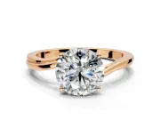 Solitaire Engagement Ring Setting for Round Cut Center with Plain Bypass Twist Band and Prong Head in Rose Gold
