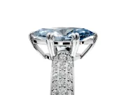 Solitaire Engagement Ring Setting for Fancy Blue Marquise Center with Multi-Row Pave Accents and Basket Head in Platinum