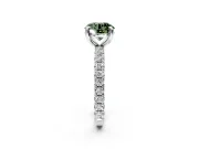 Solitaire Engagement Ring Setting for Fancy Green Round Cut Center with Shared-Prong Accents and Prong Head in Sterling Silver