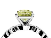 Solitaire Engagement Ring Setting for Fancy Yellow Radiant Cut Center with Milgrain Bezel Accents and Prong Head in Platinum