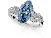 Cluster Engagement Ring Setting for Fancy Blue Marquise Center with 2-Row Shoulder Clusters and Prong Head in Sterling Silver