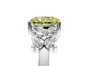 Floral Engagement Ring Setting for Fancy Yellow Radiant Cut Center with Marquise Cluster Shoulders and Prong Head in Sterling Silver