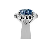 Halo Engagement Ring Setting for Fancy Blue Round Cut Center with Square Band and Prong Head in Platinum