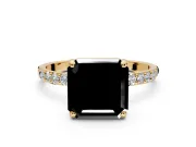 Solitaire Engagement Ring Setting for Fancy Black Asscher Cut Center with Pave Accents and Prong Head in Yellow Gold