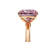 Solitaire Engagement Ring Setting for Fancy Pink Radiant Cut Center with Straight Thin Band and Prong Head in Rose Gold